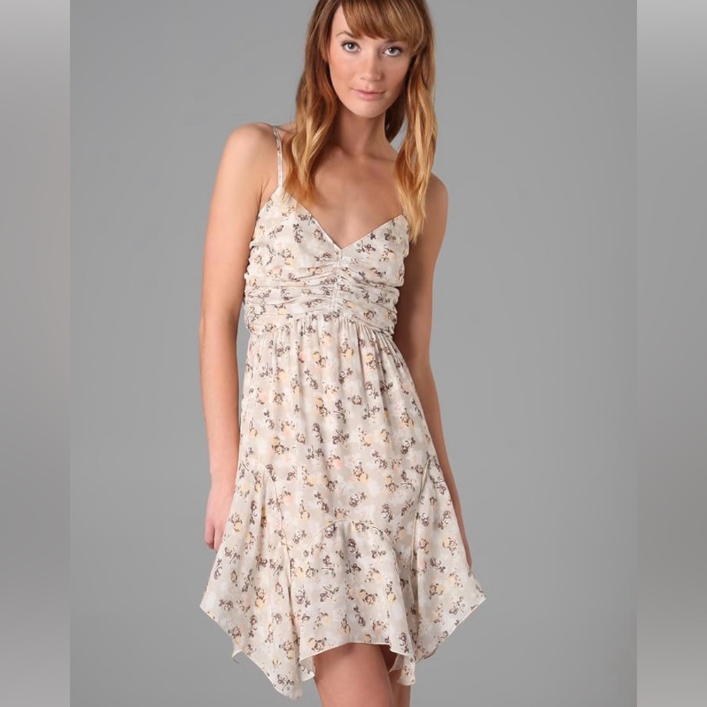 Charlotte Ronson Tan and Cream Asymmetrical Sundress